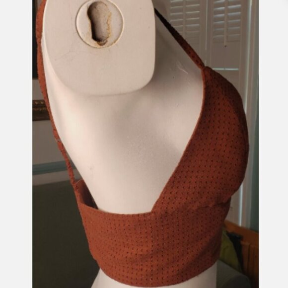 Forever 21 | EUC Faux Suede Rust Brown Perforated Adjustable Bralette Size Small - Picture 5 of 9
